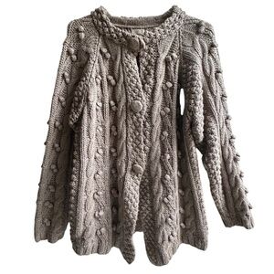 ALPS Acrylic & Lambswool Cable Cardigan Sweater Sz M